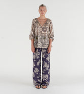 Lolita - Blusa manica raglan in seta/lurex